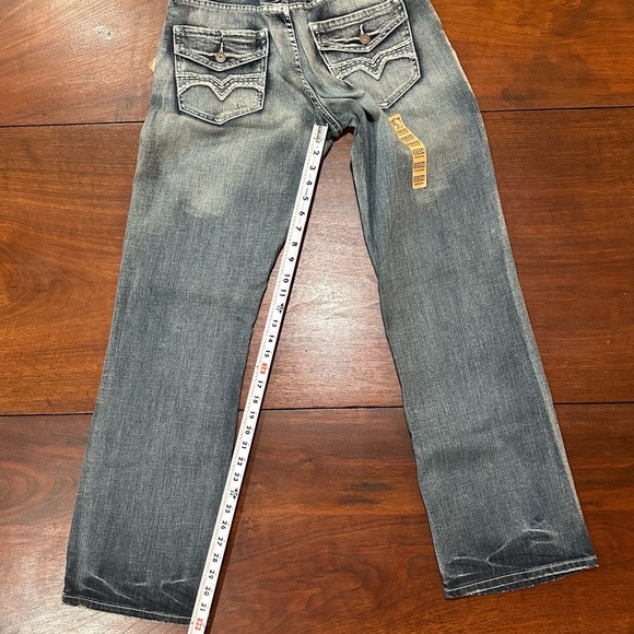 FLYPAPER Jeans Bootcut Distressed Size 32 x 34 Short Inseam NWT Canvas Belt - Picture 6 of 12